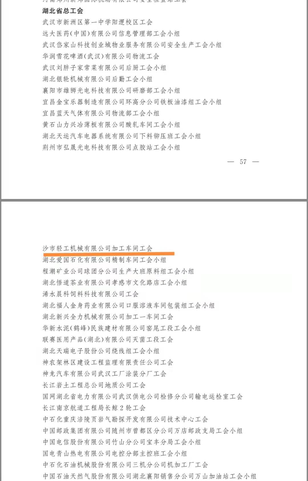 热烈祝贺公司加工车间工会荣获“全国圭表职工幼家”
